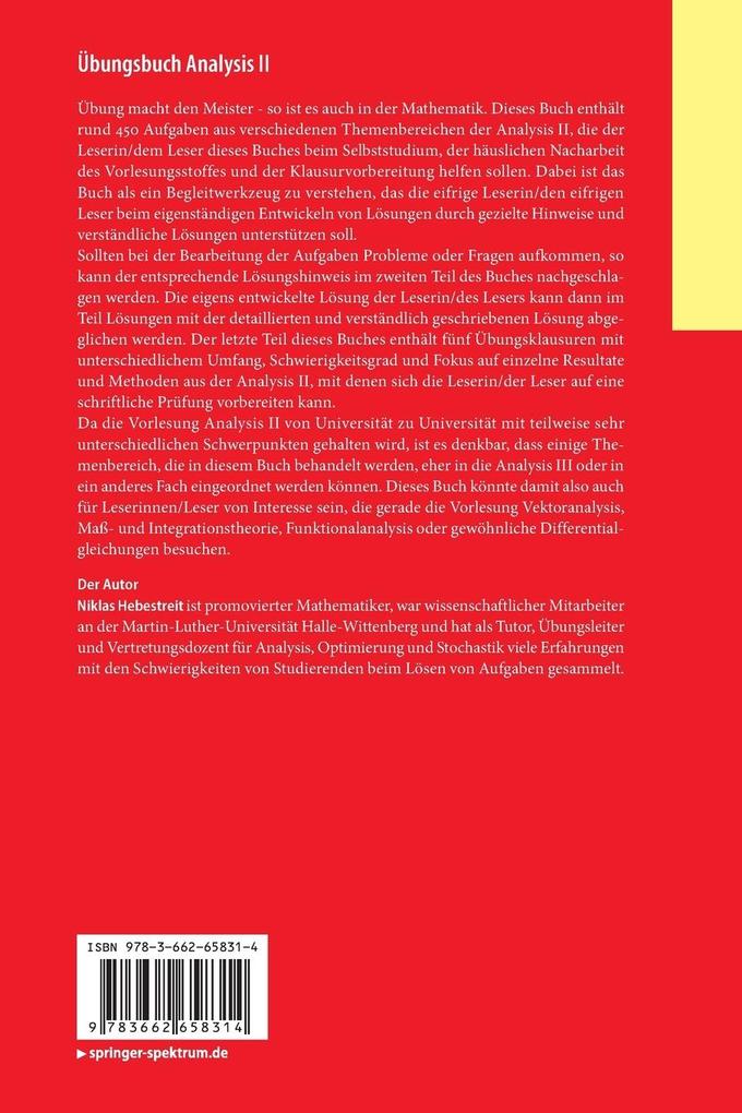 Weitere Ansicht: Übungsbuch Analysis II | Niklas Hebestreit