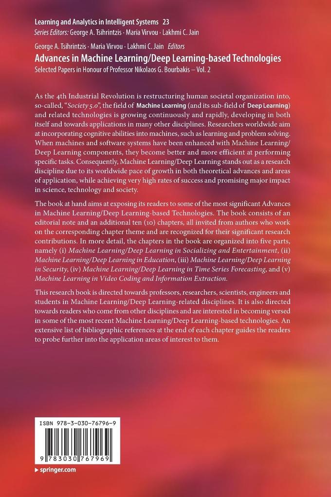 Weitere Ansicht: Advances in Machine Learning/Deep Learning-based Technologies