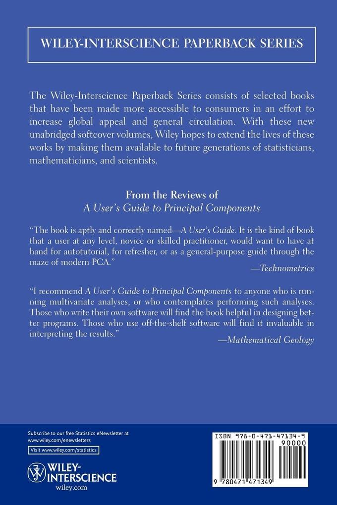 Weitere Ansicht: A User's Guide to Principal Components | J Edward Jackson