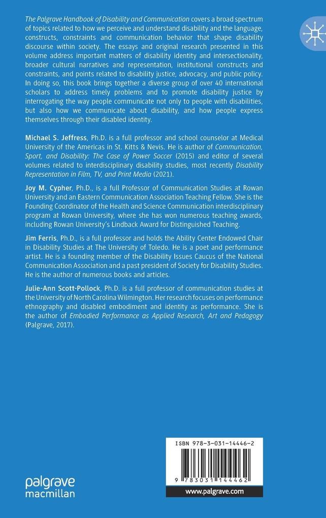 Weitere Ansicht: The Palgrave Handbook of Disability and Communication