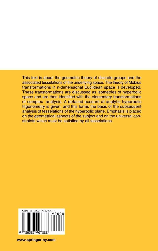 Weitere Ansicht: The Geometry of Discrete Groups | Alan F. Beardon