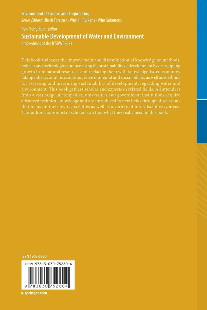 Weitere Ansicht: Sustainable Development of Water and Environment