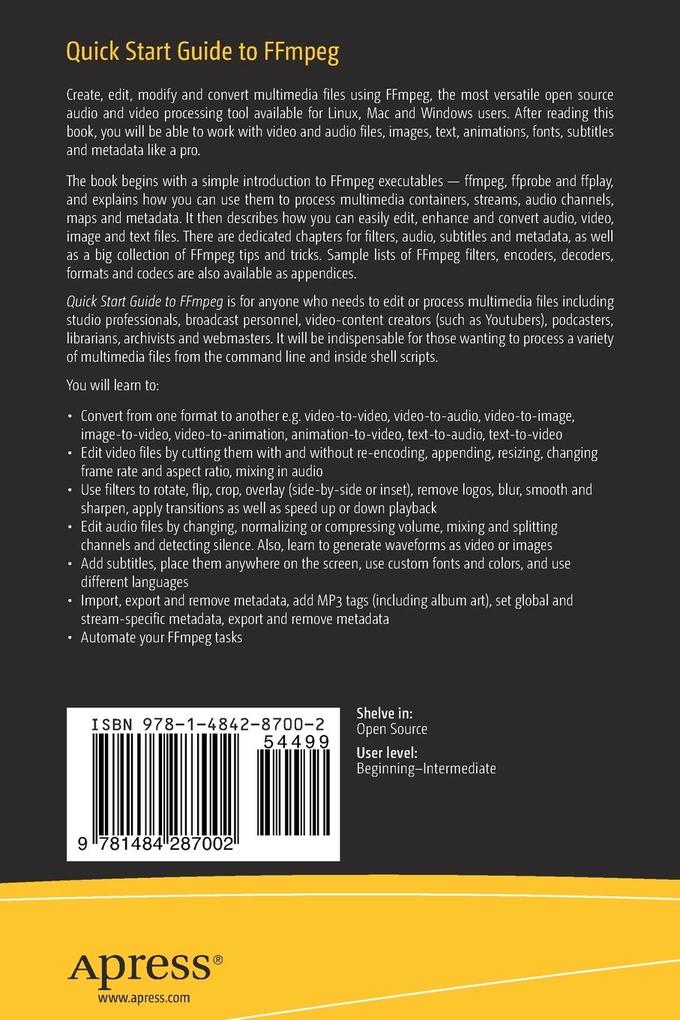 Weitere Ansicht: Quick Start Guide to FFmpeg | V. Subhash