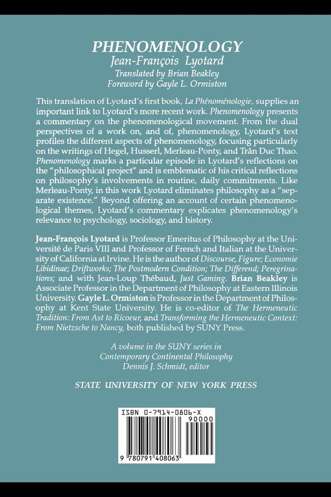 Weitere Ansicht: Phenomenology | Jean-Francois Lyotard