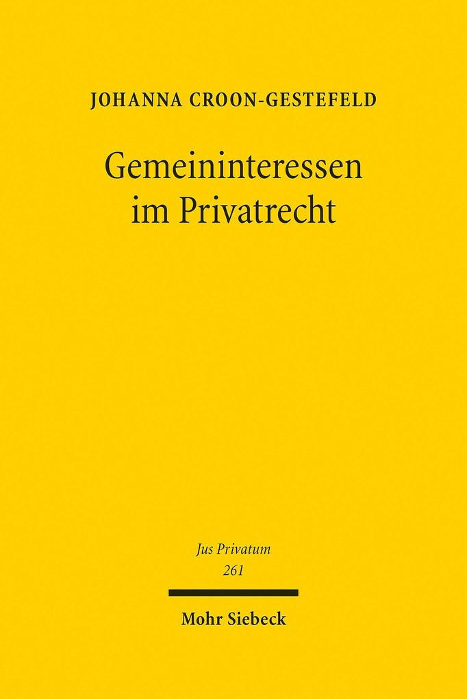 Produktbild: Gemeininteressen im Privatrecht | Johanna Croon-Gestefeld