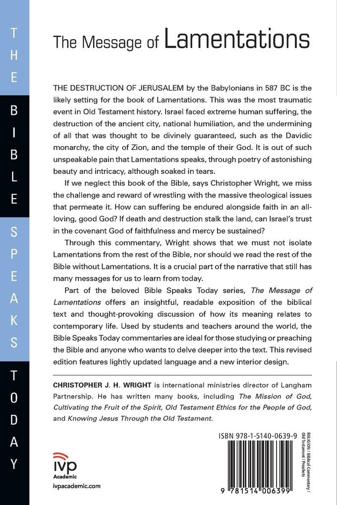 Weitere Ansicht: The Message of Lamentations | Christopher J H Wright