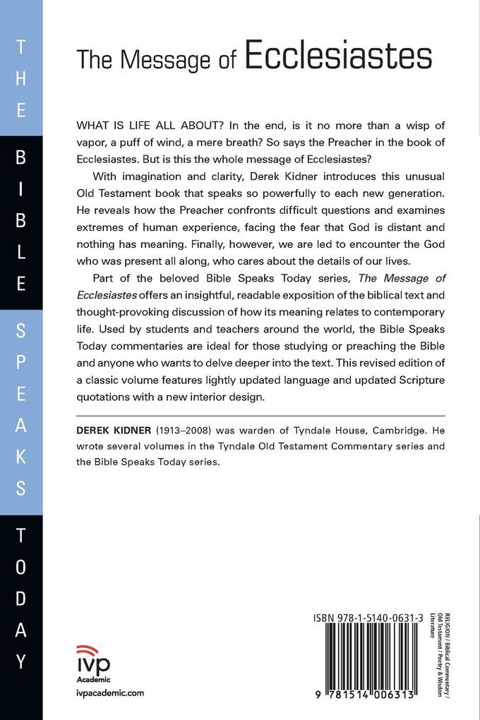 Weitere Ansicht: The Message of Ecclesiastes | Derek Kidner