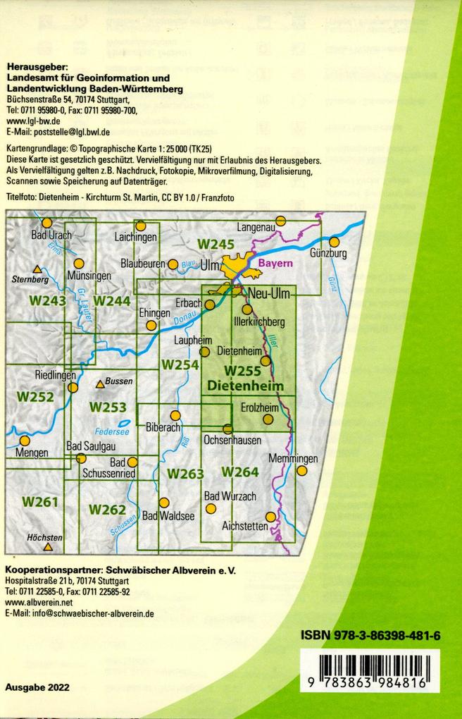 Weitere Ansicht: W255 Wanderkarte 1:25 000 Dietenheim