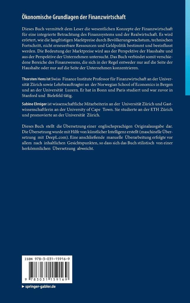 Weitere Ansicht: Ökonomische Grundlagen der Finanzwirtschaft | Thorsten Hens, Sabine Elmiger