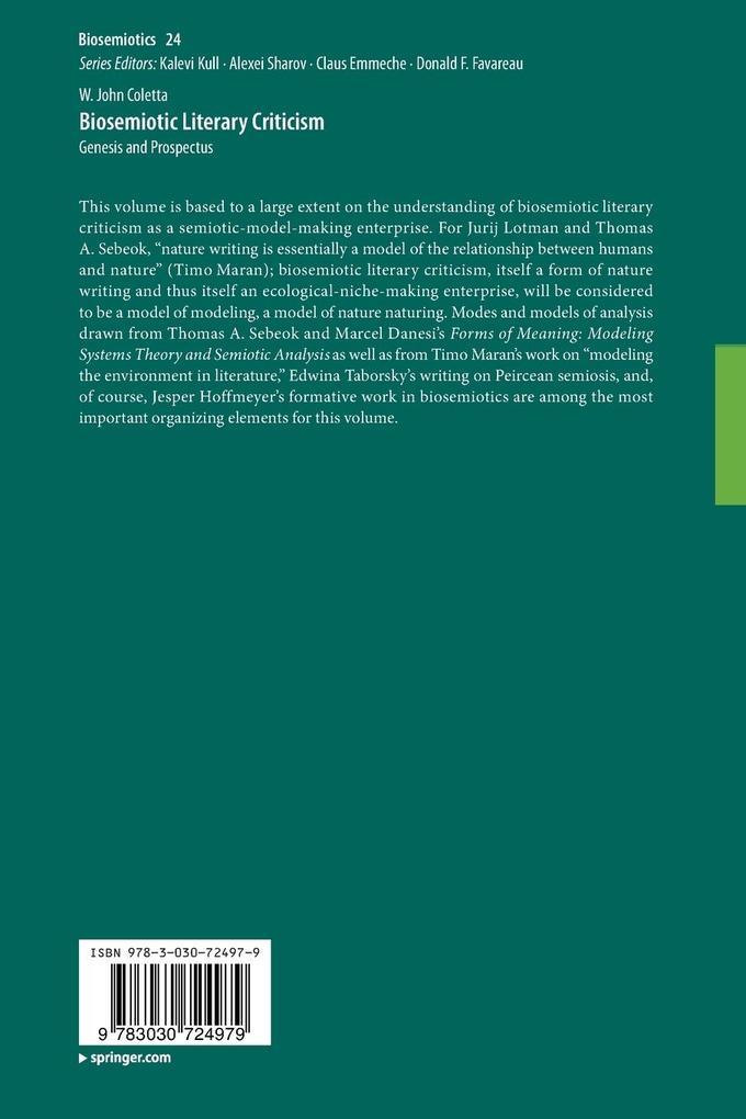 Weitere Ansicht: Biosemiotic Literary Criticism | W. John Coletta
