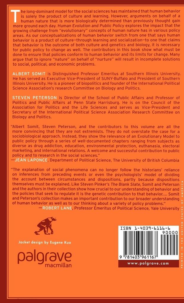 Weitere Ansicht: Human Nature and Public Policy | A. Somit, S. Peterson, Liza A. Jacobs