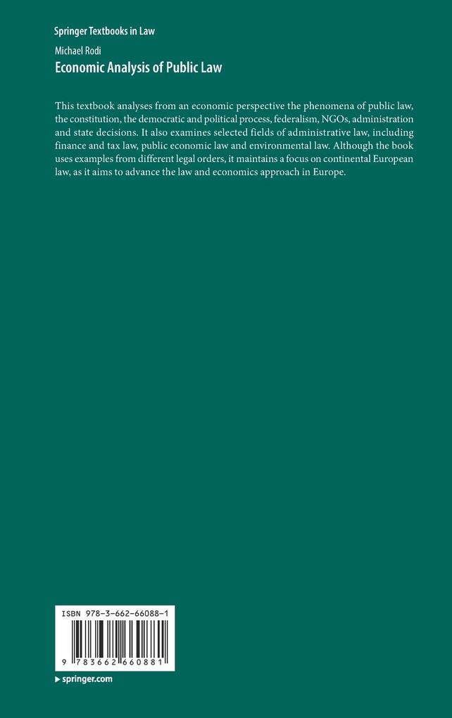 Weitere Ansicht: Economic Analysis of Public Law | Michael Rodi