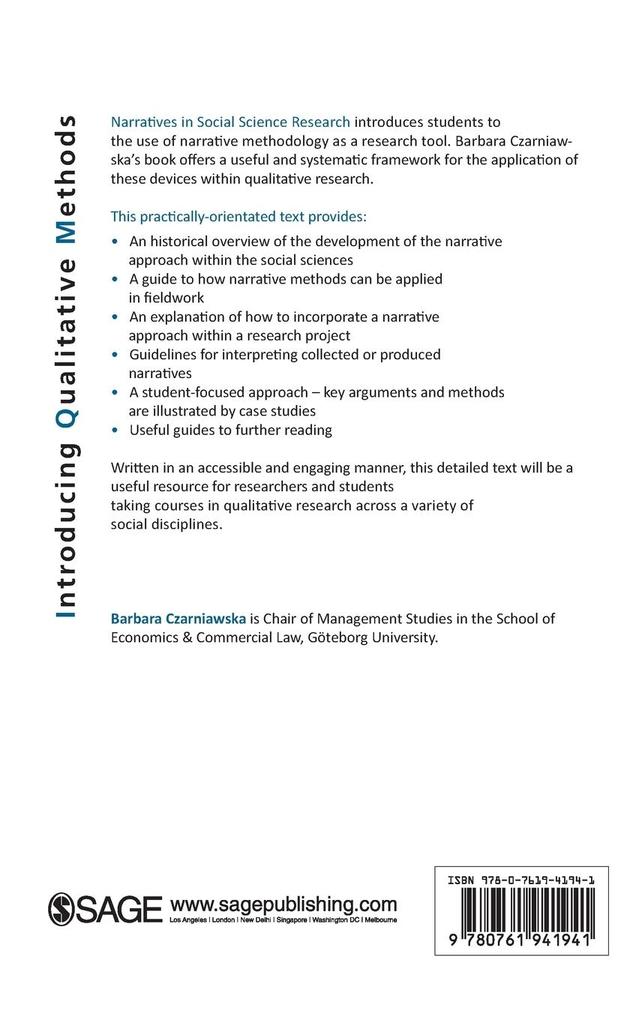 Weitere Ansicht: Narratives in Social Science Research | Barbara Czarniawska