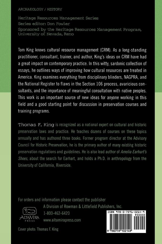 Weitere Ansicht: Thinking About Cultural Resource Management | Thomas F. King
