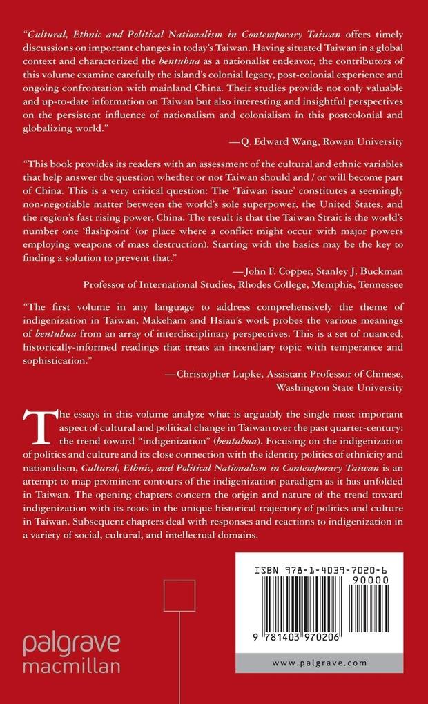 Weitere Ansicht: Cultural, Ethnic, and Political Nationalism in Contemporary Taiwan