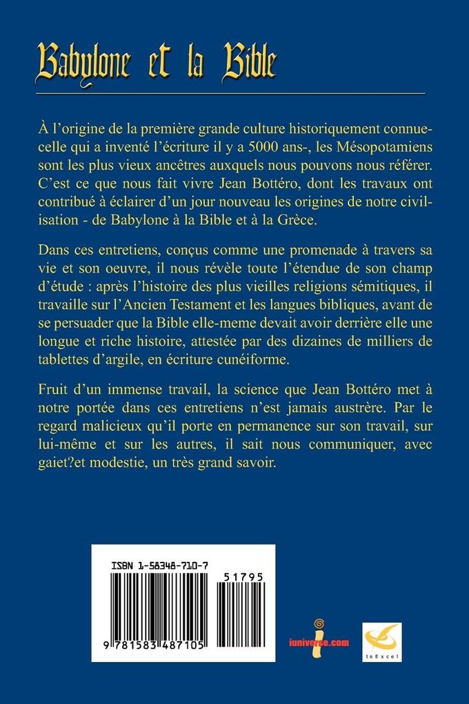 Weitere Ansicht: Babylone Et La Bible | Jean Bottero