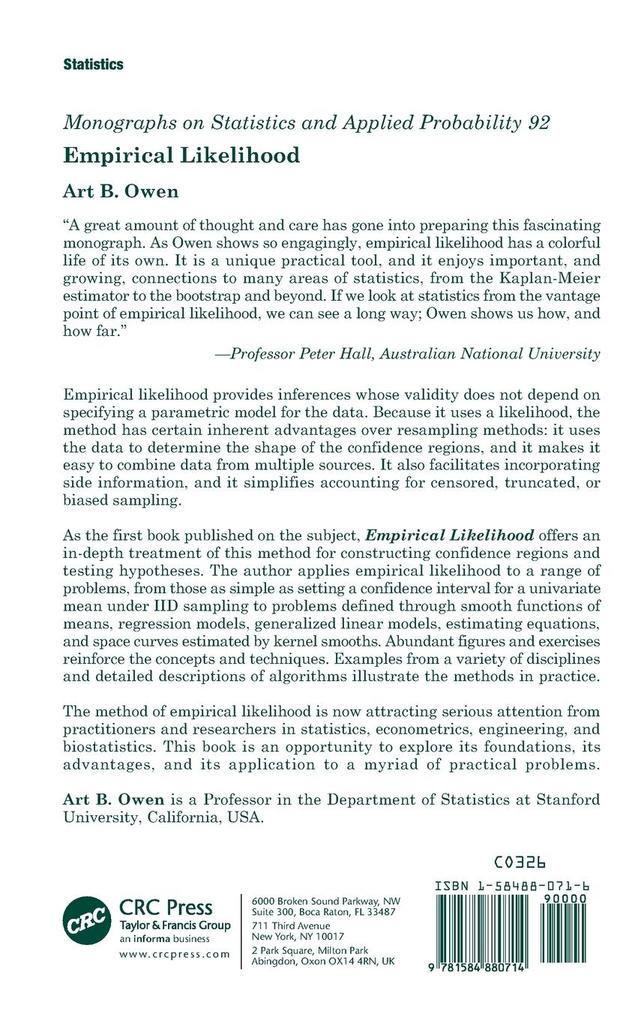 Weitere Ansicht: Empirical Likelihood | Art B. Owen