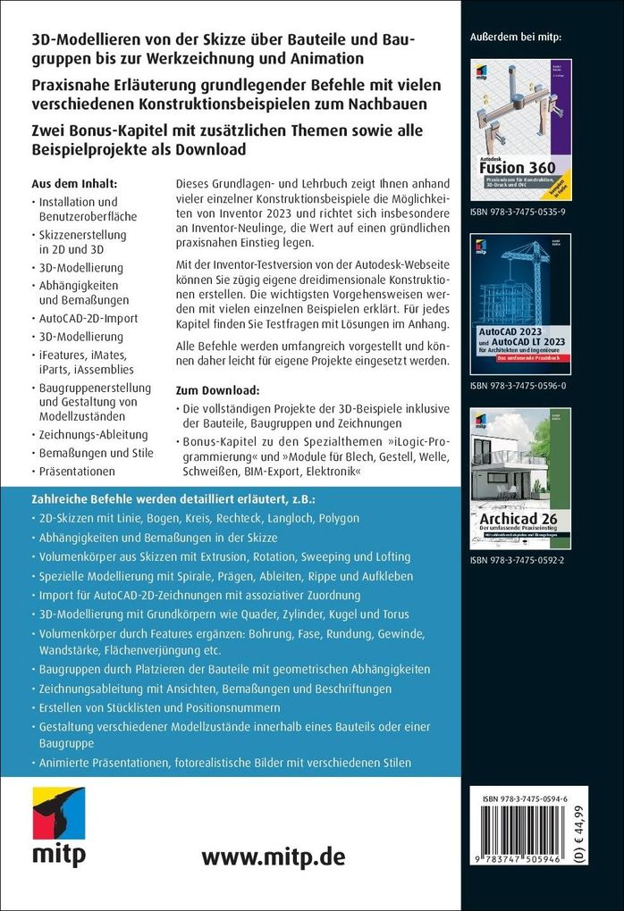 Weitere Ansicht: 3D-Konstruktionen mit Autodesk Inventor 2023 | Detlef Ridder