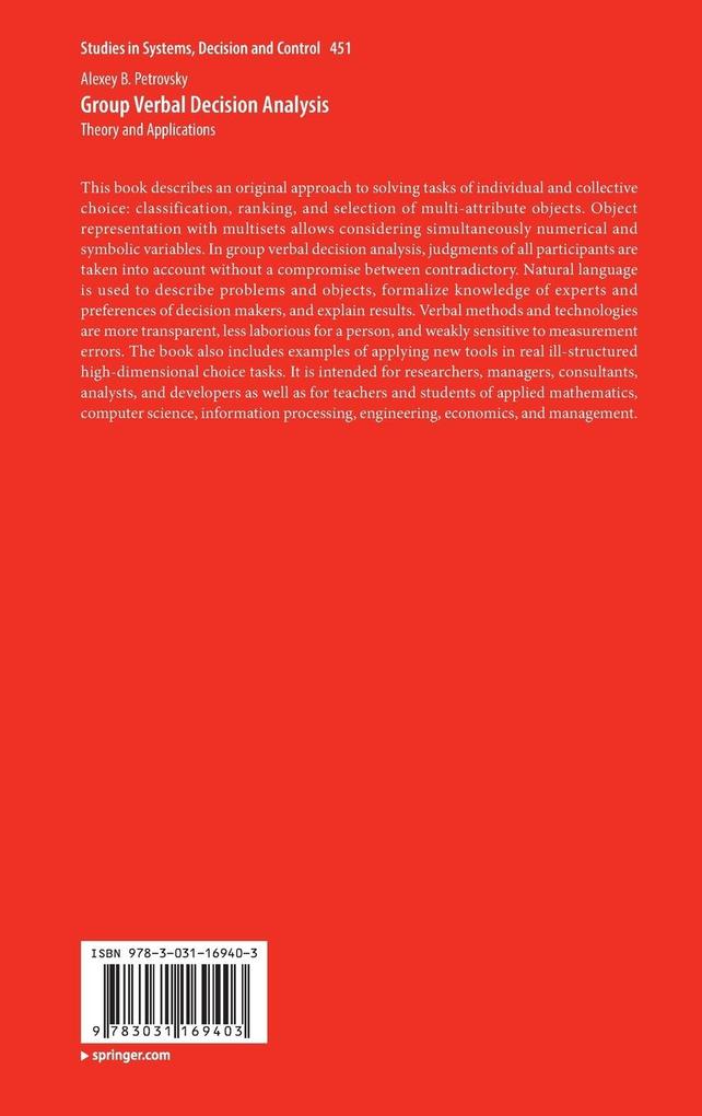 Weitere Ansicht: Group Verbal Decision Analysis | Alexey B. Petrovsky