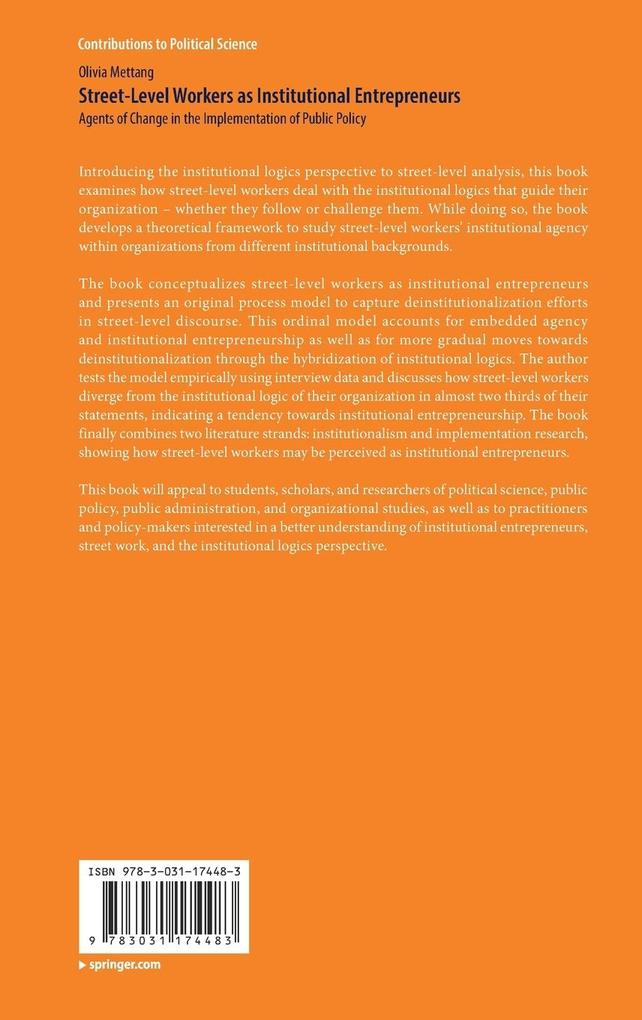 Weitere Ansicht: Street-Level Workers as Institutional Entrepreneurs | Olivia Mettang