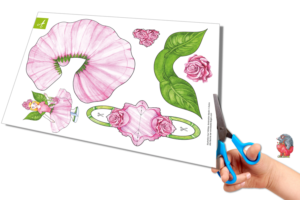 Weitere Ansicht: Blüten Anziehpuppen aus Papier basteln Bastelbogen Ausschneidebogen