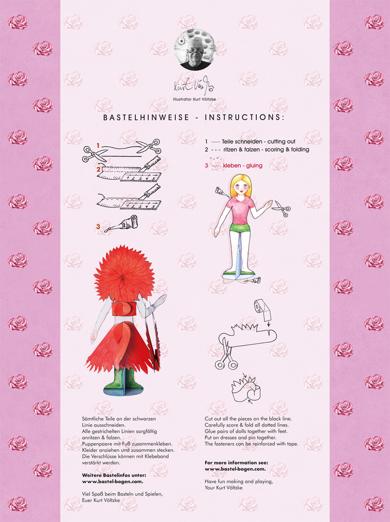 Weitere Ansicht: Blüten Anziehpuppen aus Papier basteln Bastelbogen Ausschneidebogen