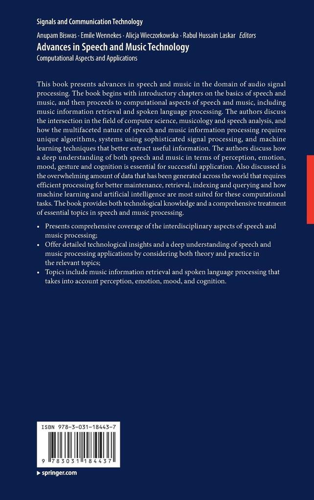 Weitere Ansicht: Advances in Speech and Music Technology