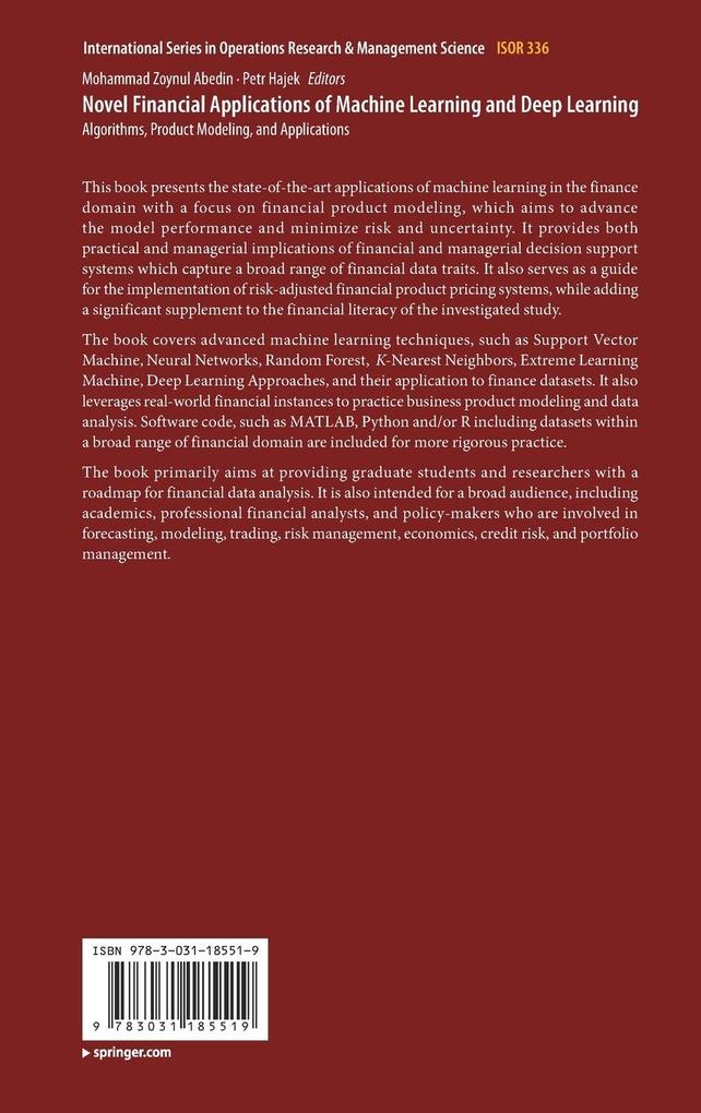 Weitere Ansicht: Novel Financial Applications of Machine Learning and Deep Learning