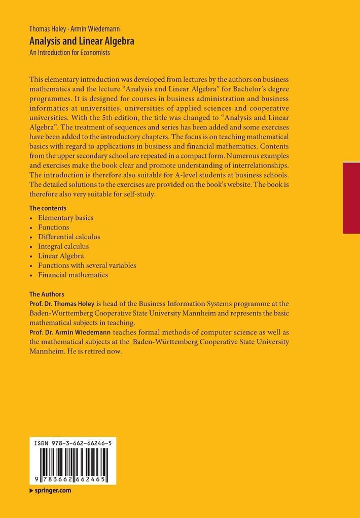 Weitere Ansicht: Analysis and Linear Algebra | Thomas Holey, Armin Wiedemann