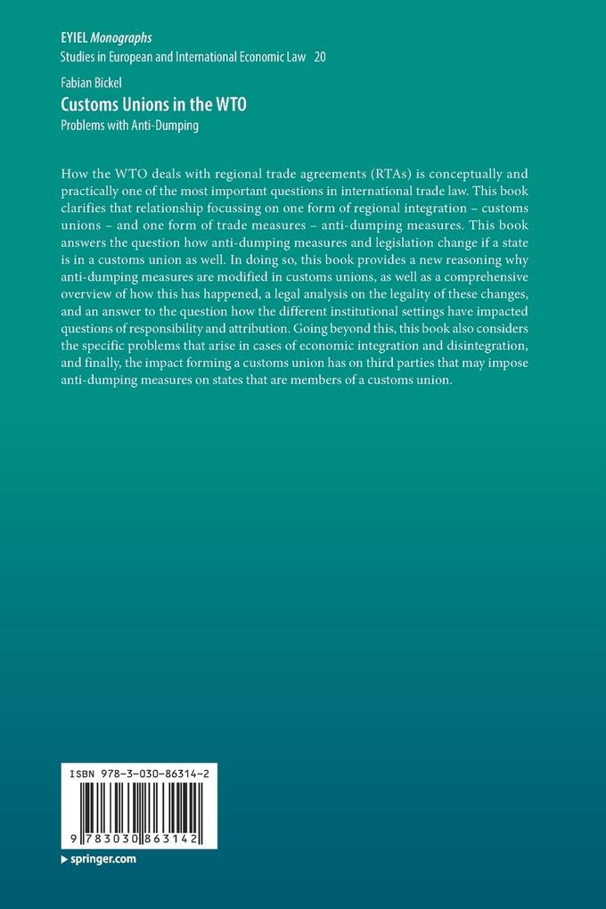 Weitere Ansicht: Customs Unions in the WTO | Fabian Bickel
