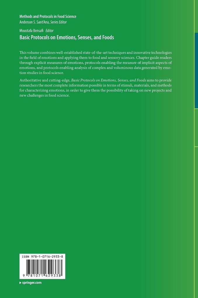 Weitere Ansicht: Basic Protocols on Emotions, Senses, and Foods