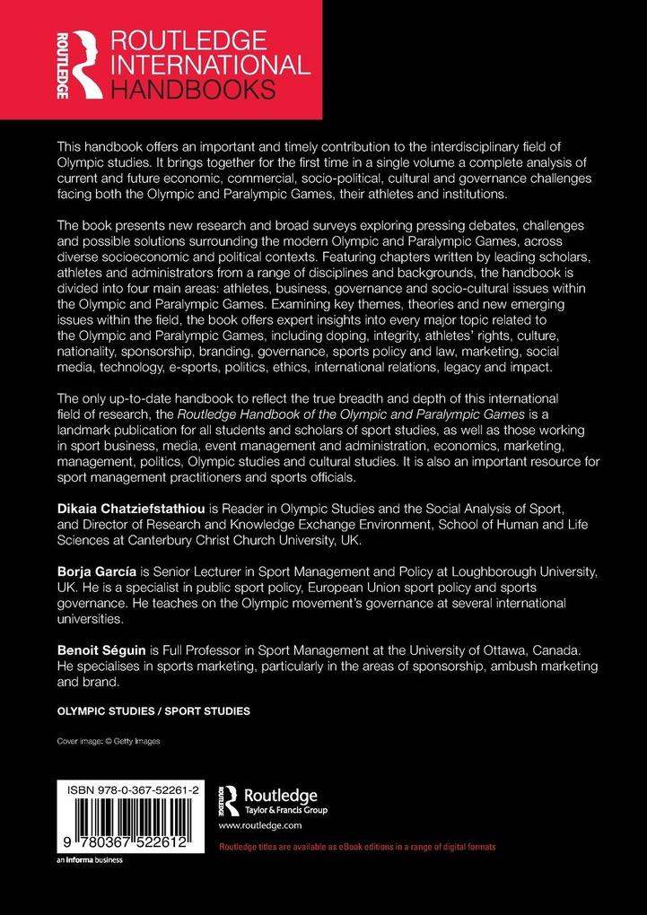 Weitere Ansicht: Routledge Handbook of the Olympic and Paralympic Games