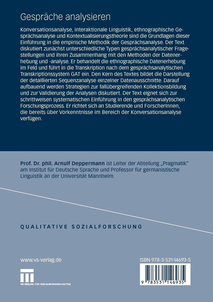 Weitere Ansicht: Gespräche analysieren | Arnulf Deppermann