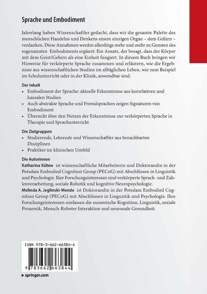 Weitere Ansicht: Sprache und Embodiment | Katharina Kühne, Melinda A. Jeglinski-Mende