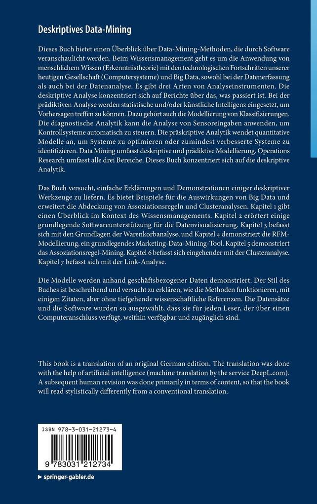 Weitere Ansicht: Deskriptives Data-Mining | David L. Olson, Georg Lauhoff