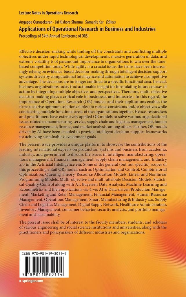 Weitere Ansicht: Applications of Operational Research in Business and Industries