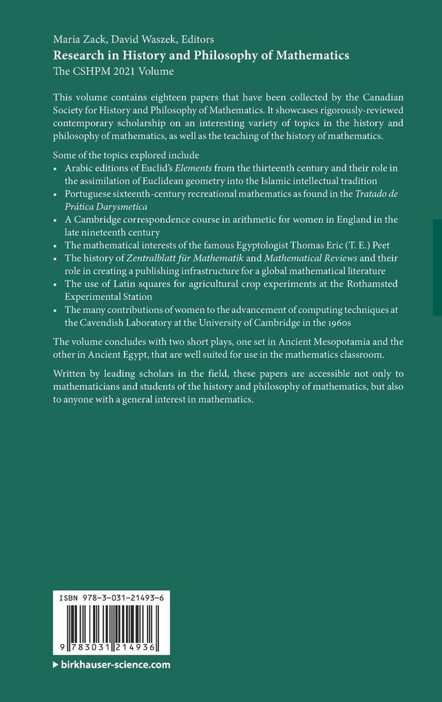 Weitere Ansicht: Research in History and Philosophy of Mathematics