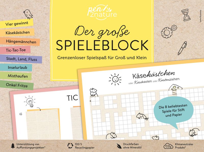 Produktbild: Der große Spieleblock. Spielspaß für Groß und Klein | pen2nature