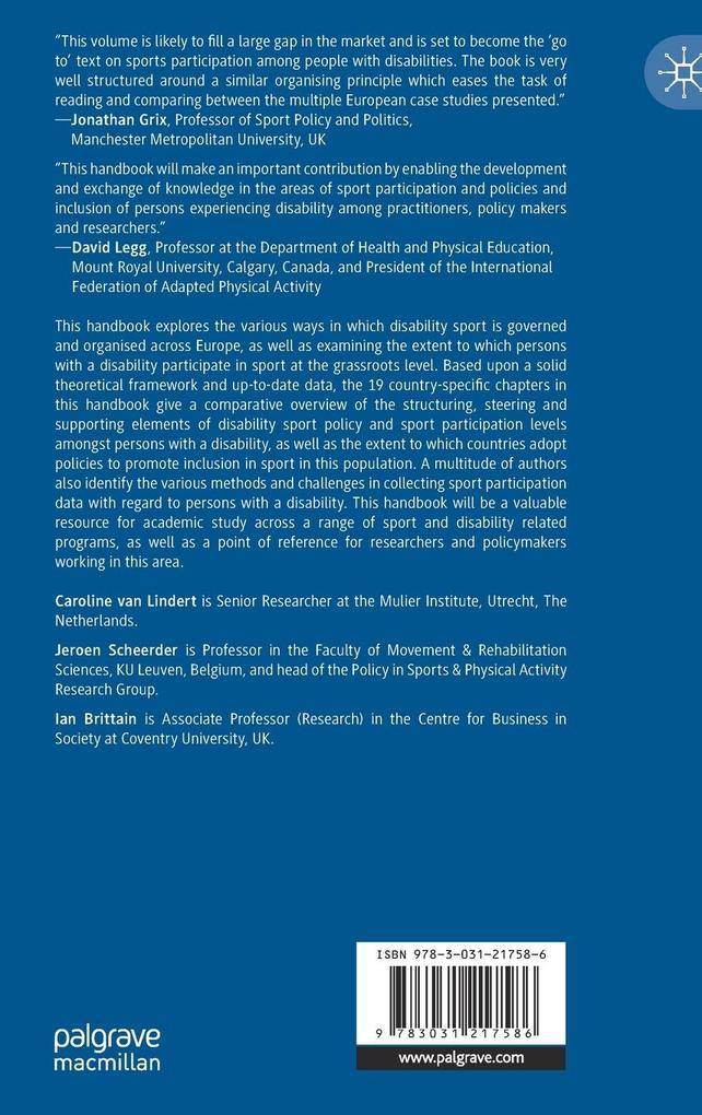 Weitere Ansicht: The Palgrave Handbook of Disability Sport in Europe