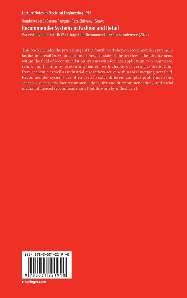 Weitere Ansicht: Recommender Systems in Fashion and Retail