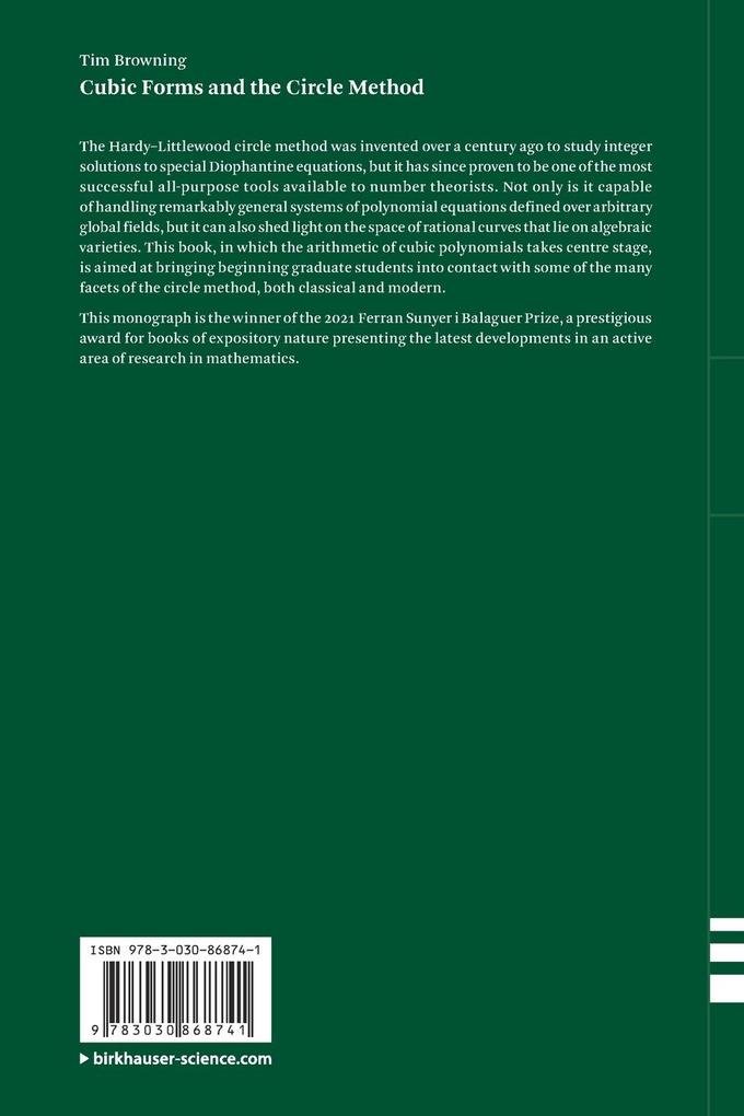 Weitere Ansicht: Cubic Forms and the Circle Method | Tim Browning