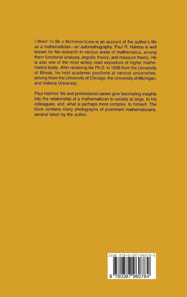 Weitere Ansicht: I Want to be a Mathematician | P.R. Halmos