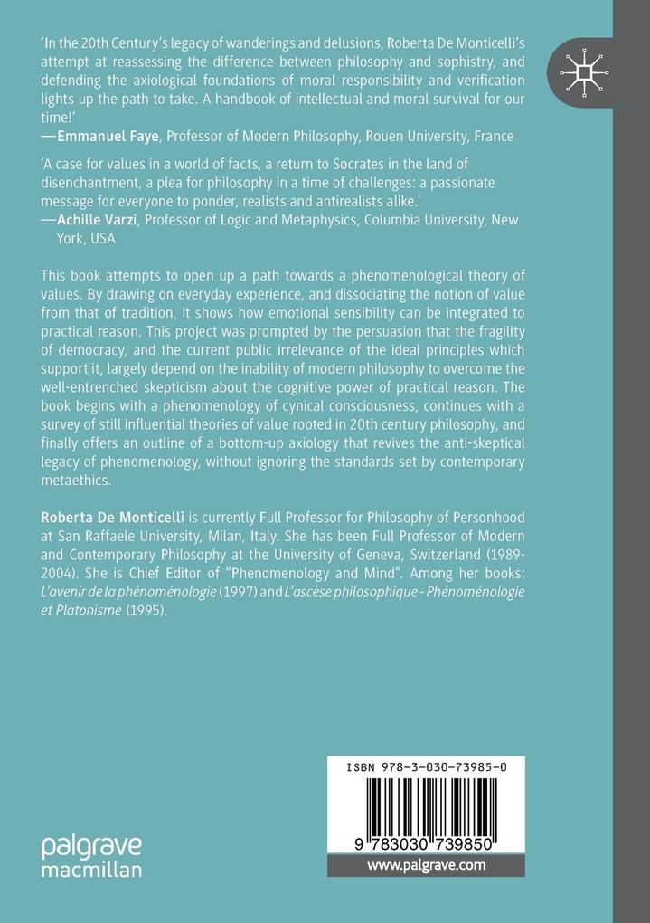 Weitere Ansicht: Towards a Phenomenological Axiology | Roberta De Monticelli