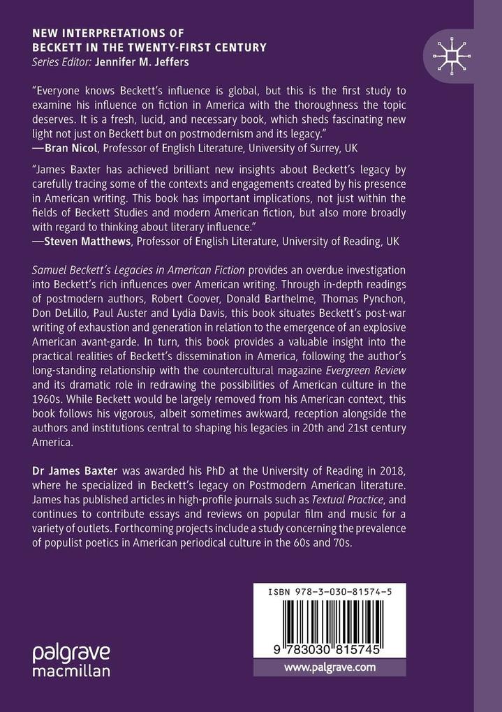 Weitere Ansicht: Samuel Beckett's Legacies in American Fiction | James Baxter