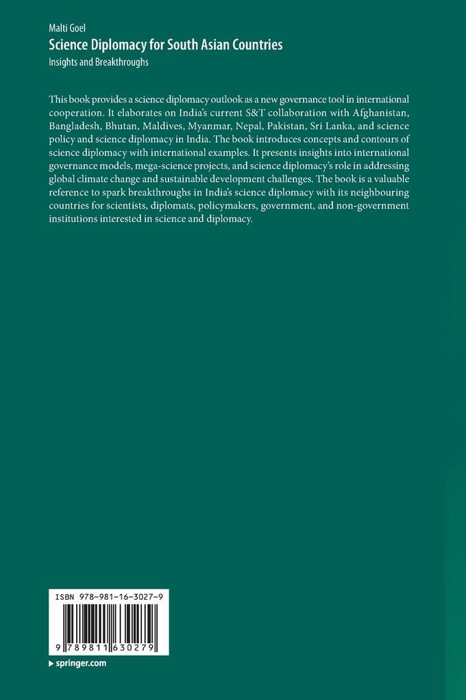 Weitere Ansicht: Science Diplomacy for South Asian Countries | Malti Goel