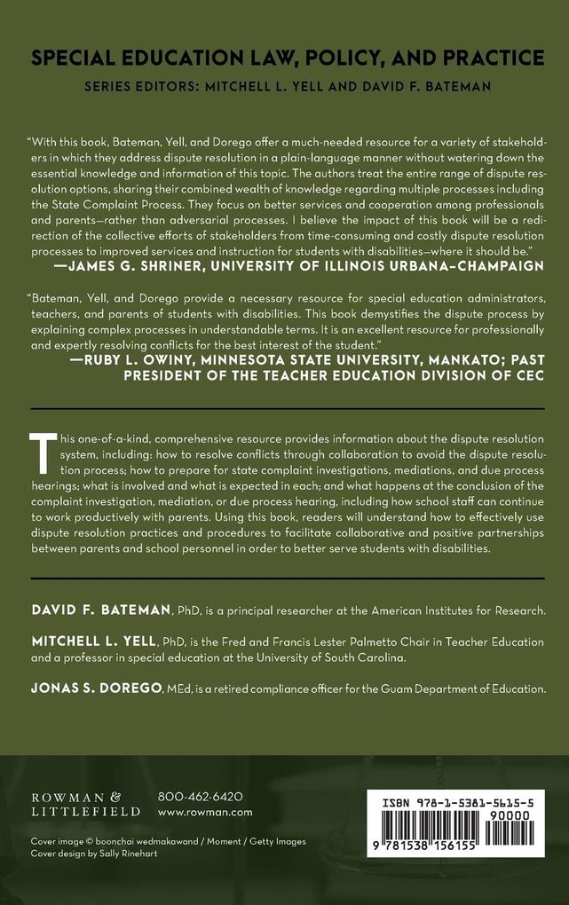 Weitere Ansicht: Dispute Resolution Under the IDEA | David F. Bateman, Mitchell L. Yell, Jonas S. Dorego
