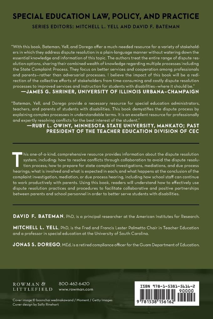 Weitere Ansicht: Dispute Resolution Under the IDEA | David F. Bateman, Mitchell L. Yell, Jonas S. Dorego