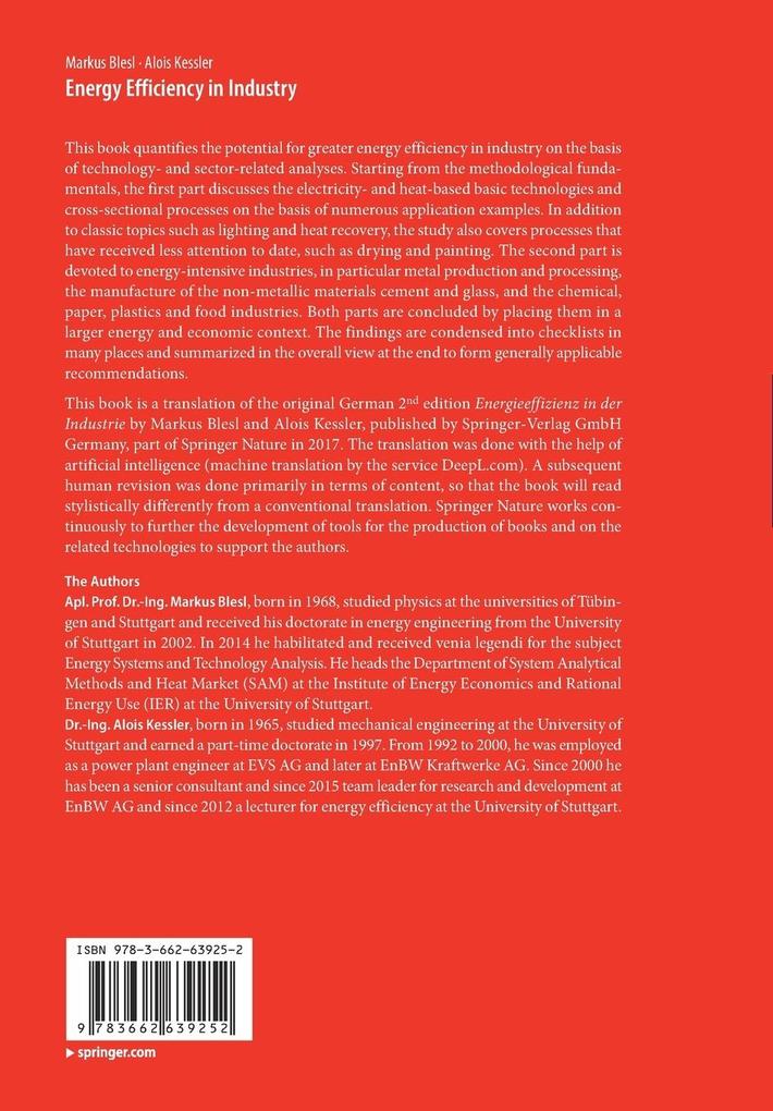 Weitere Ansicht: Energy Efficiency in Industry | Markus Blesl, Alois Kessler