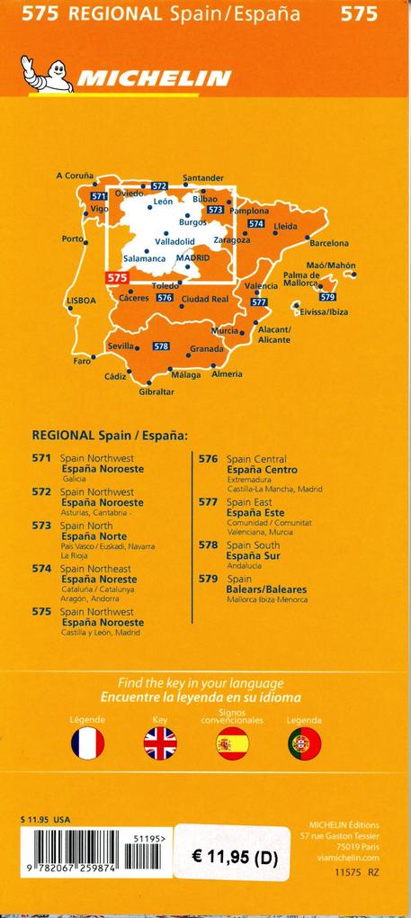 Weitere Ansicht: Spain Northwest - Castilla y - León Madrid Regional Map 575
