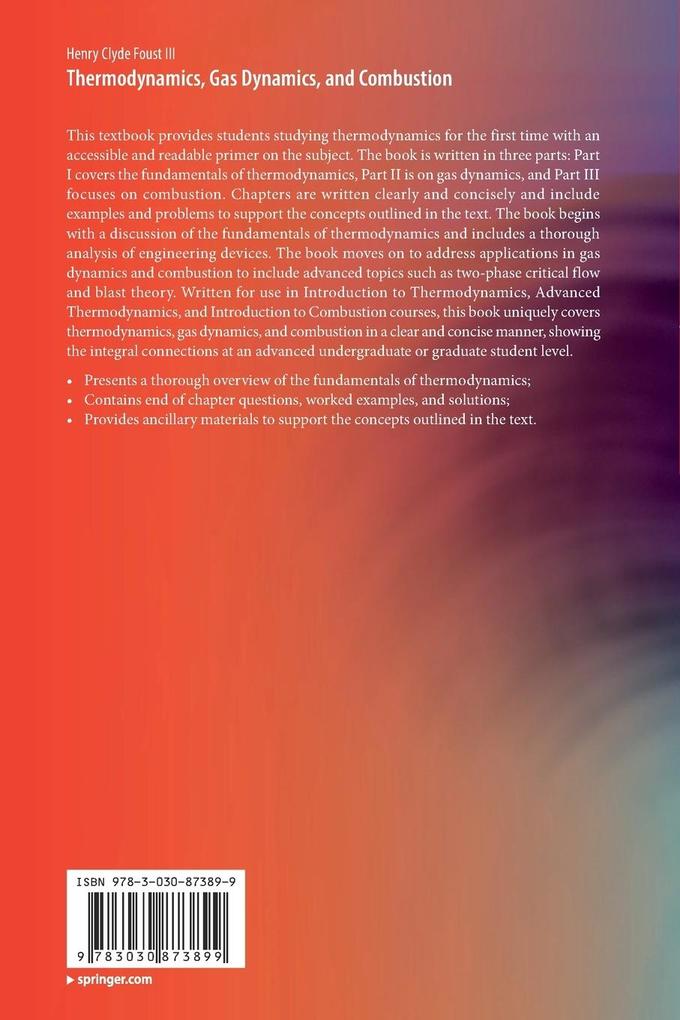 Weitere Ansicht: Thermodynamics, Gas Dynamics, and Combustion | Henry Clyde Foust III